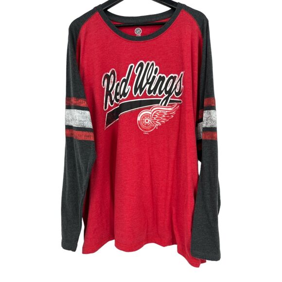 NHL Red Wings t-shirt 2XL mens long sleeve Hockey shirt soft athletic top - Picture 1 of 5